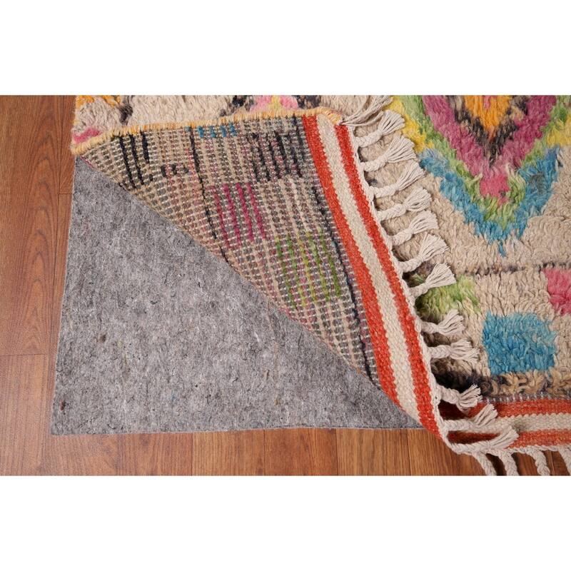 Geometric Plush Moroccan Oriental Rug Hand-Knotted Wool Carpet - 7'5" x 10'8"