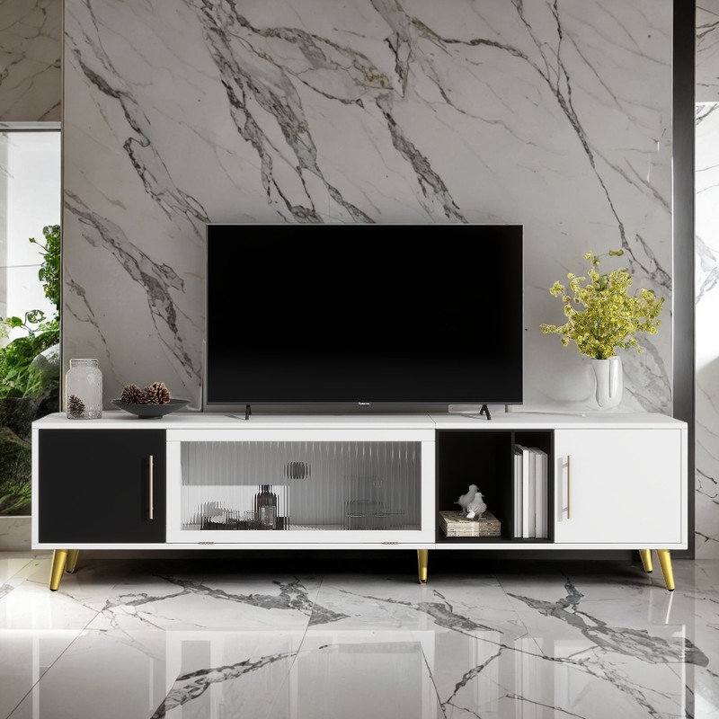 White metal store media console