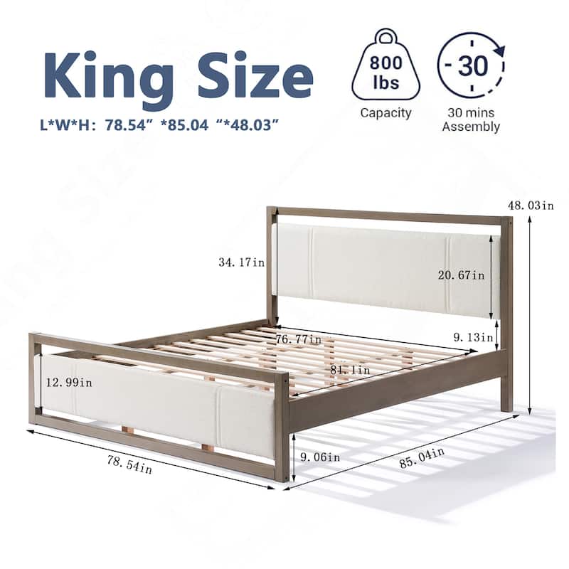 Luxurious Wood Bed with Soft Headboard for Ultimate Comfort