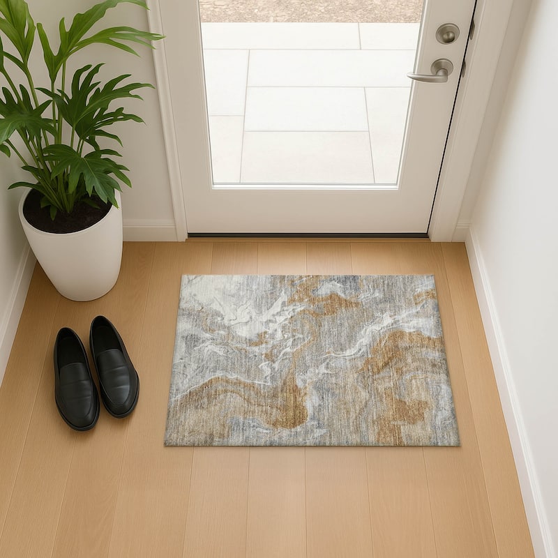 Premium Washable Super Soft Glam Modern Mayfield Rug - Graphite - 1'8" x 2'6"