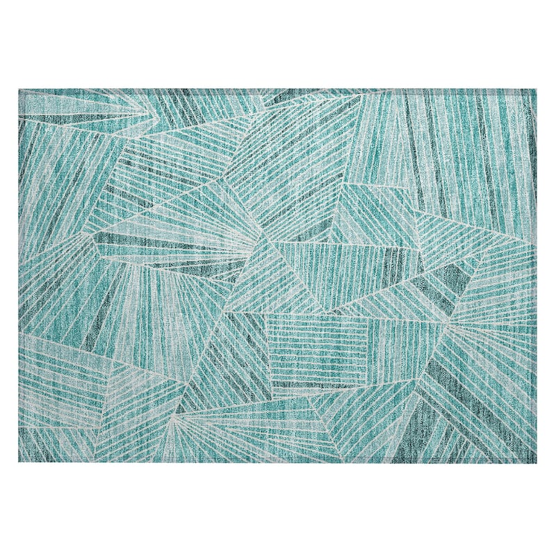 Machine Washable Indoor/ Outdoor Chantille Modern Mosaic Rug