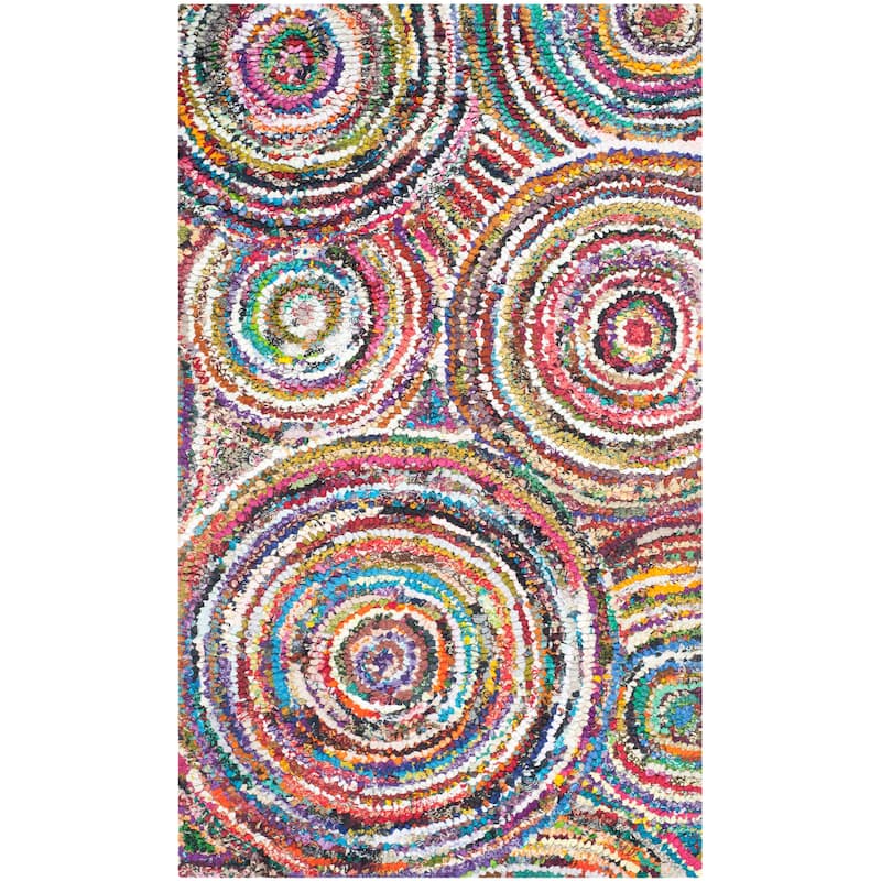 SAFAVIEH Handmade Nantucket Efmorfia Contemporary Cotton Rug - 2'3" x 4' - Multi