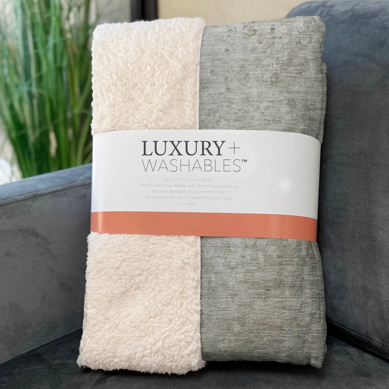Premium Machine Washable Abstract Solid Sherpa Throw Blanket