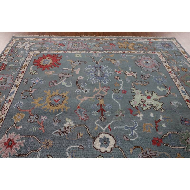All-Over Floral Oushak Oriental Area Rug Handmade Wool Carpet - 8'10"x 11'11"