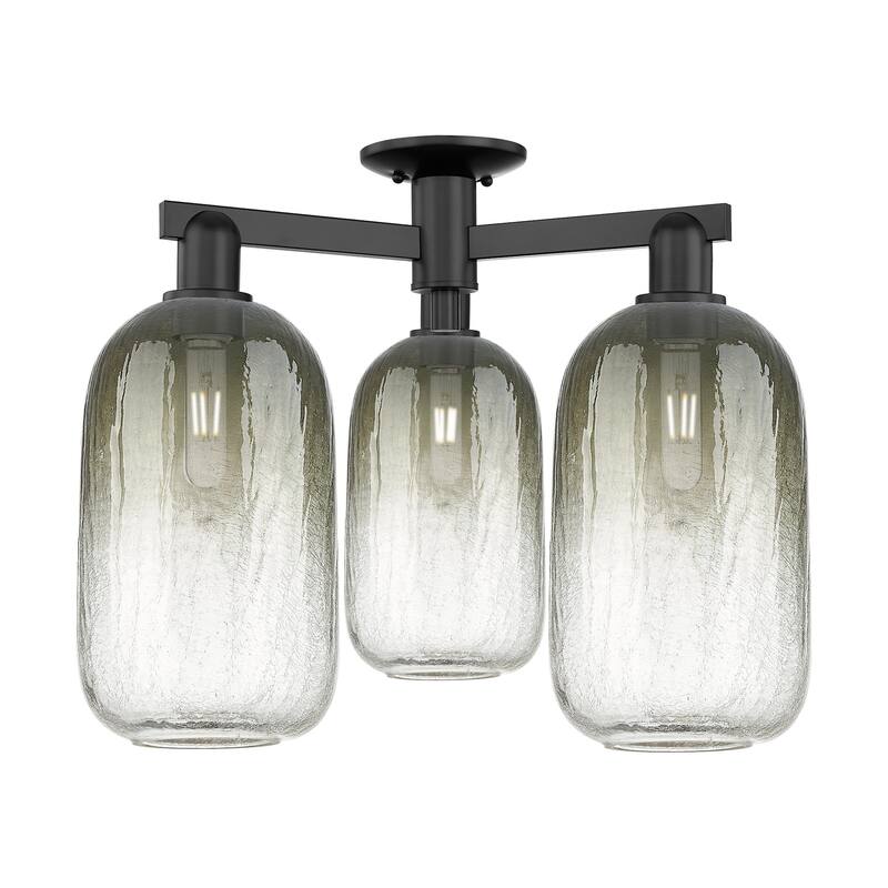 Innovations Lighting 716-3F-17-25 Brookhaven Cloche Semi-Flush - Matte Black / Slate