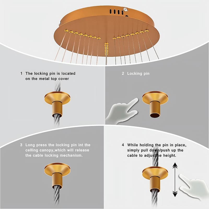 Modern LED Ring Chandelier - Remote Control Dimmable Pendant Lights for High Ceilings, Foyers & Living Rooms