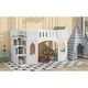 preview thumbnail 4 of 23, Twin Size Multifunctional Loft Bed with Storage Staircase Ladder, Castle Shaped Kids Bed Frame with Guardrails