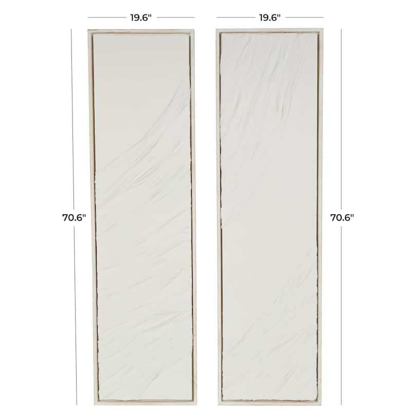 Wood Abstract Dimensional Wavy Textured Panel Home Wall Decor - Set of 2 Cream or White - Roche River Decor