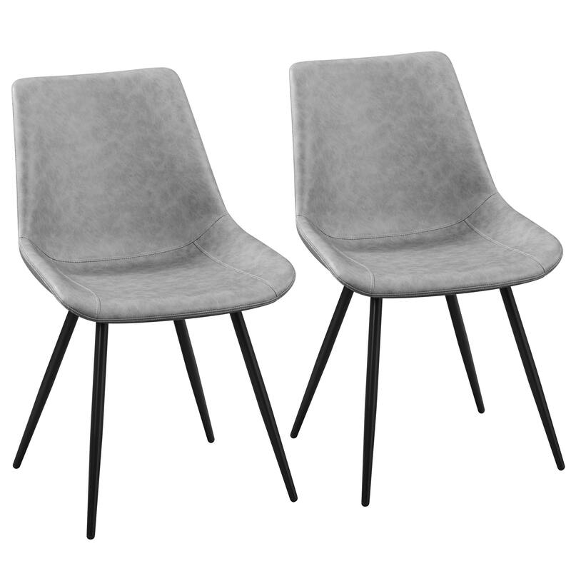 Yaheetech 2PCS Faux Leather Dining Chairs with Metal Legs for Kitchen Dining Room