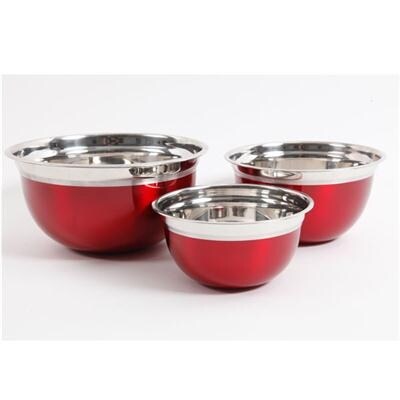Oster Metallic Red 3-Piece Mixing Bowl Set (Red)