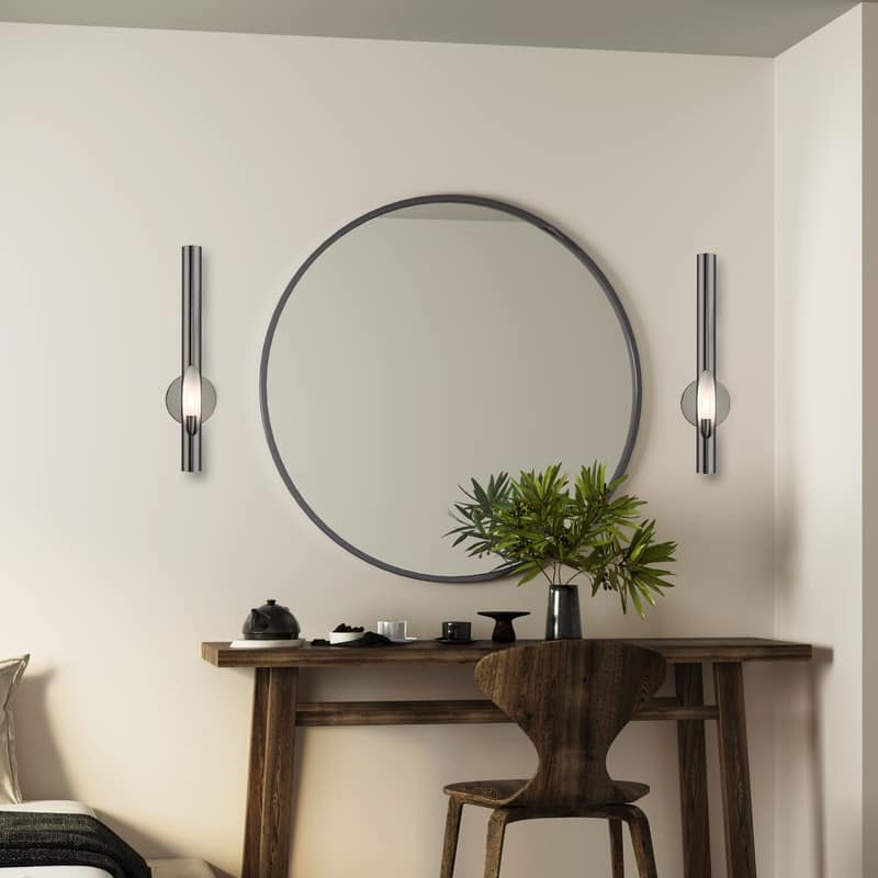 Livex Lighting 1 Light Black Chrome ADA Single Sconce, 45911-46 - 5.125" W x 22" H x 3.25" Ext.