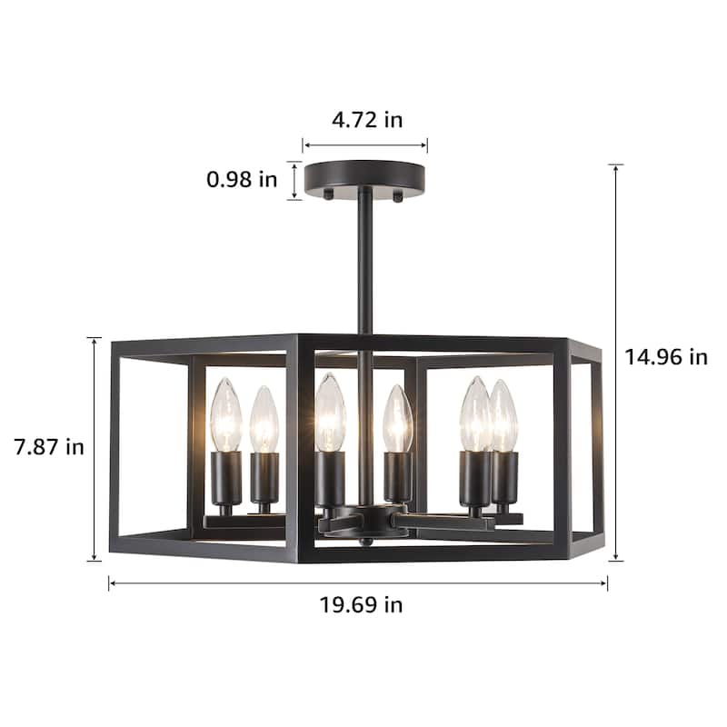 Starsky 6-light 19in Geometric Industrial Ceiling Light Unique Round Semi Flush Mount