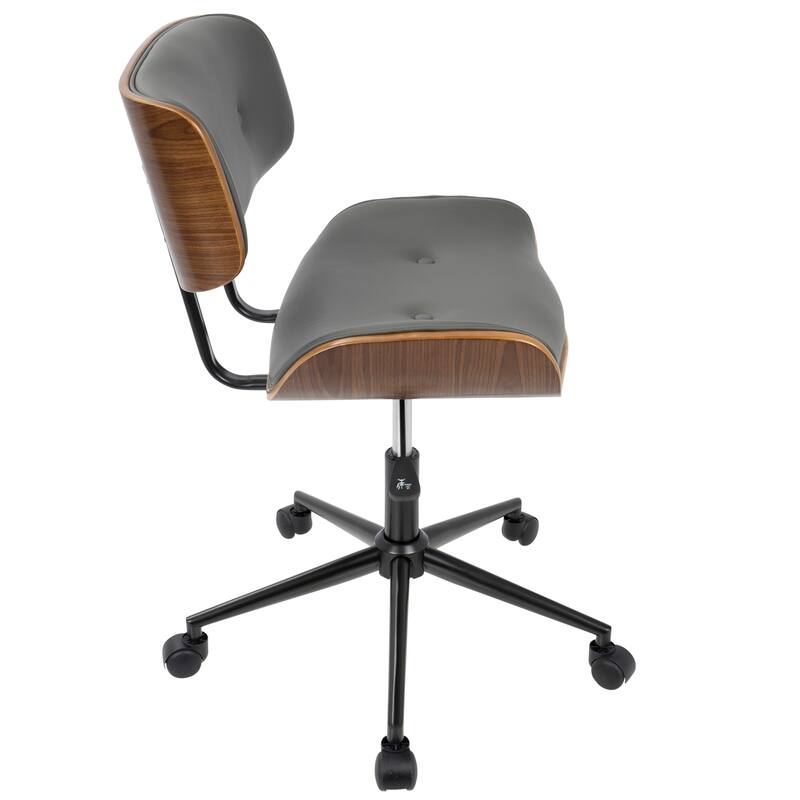 Adjustable Office Chair with Cushioned Seat and Backrest, 360 Degree Swivel and Stylish Wood Back