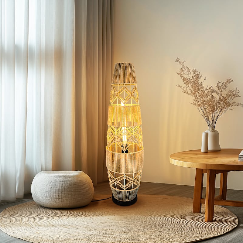 Vintage Vase Rattan Floor Lamp