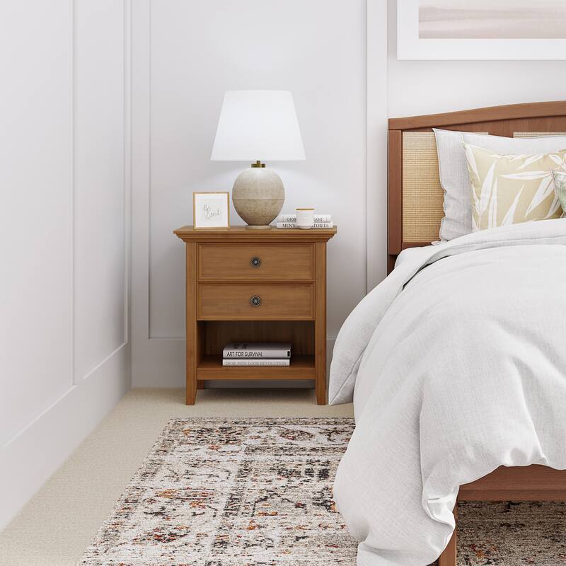 WYNDENHALL Halifax SOLID WOOD 24 inch Wide Bedside Nightstand Table - Light Golden Brown