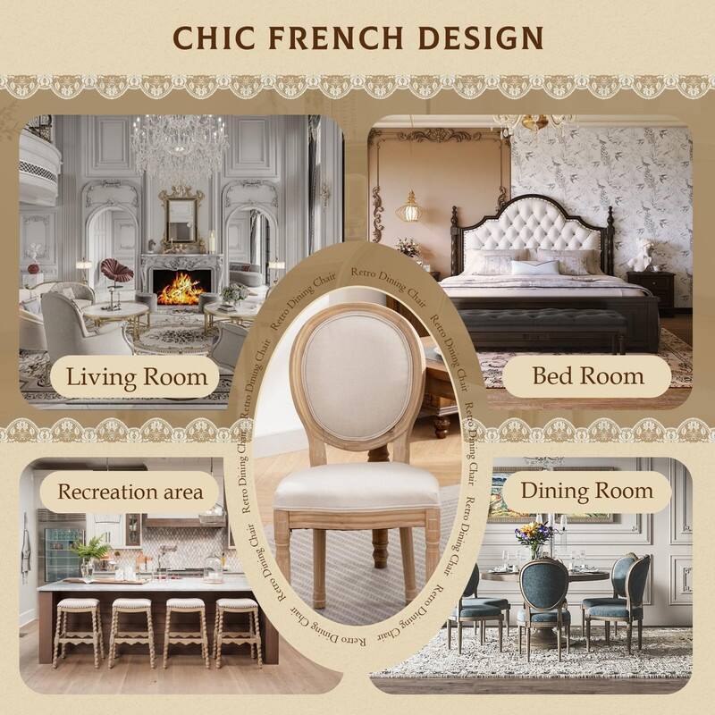 Upholstered French Style Nailhead Dining Chairs(Set of 4)