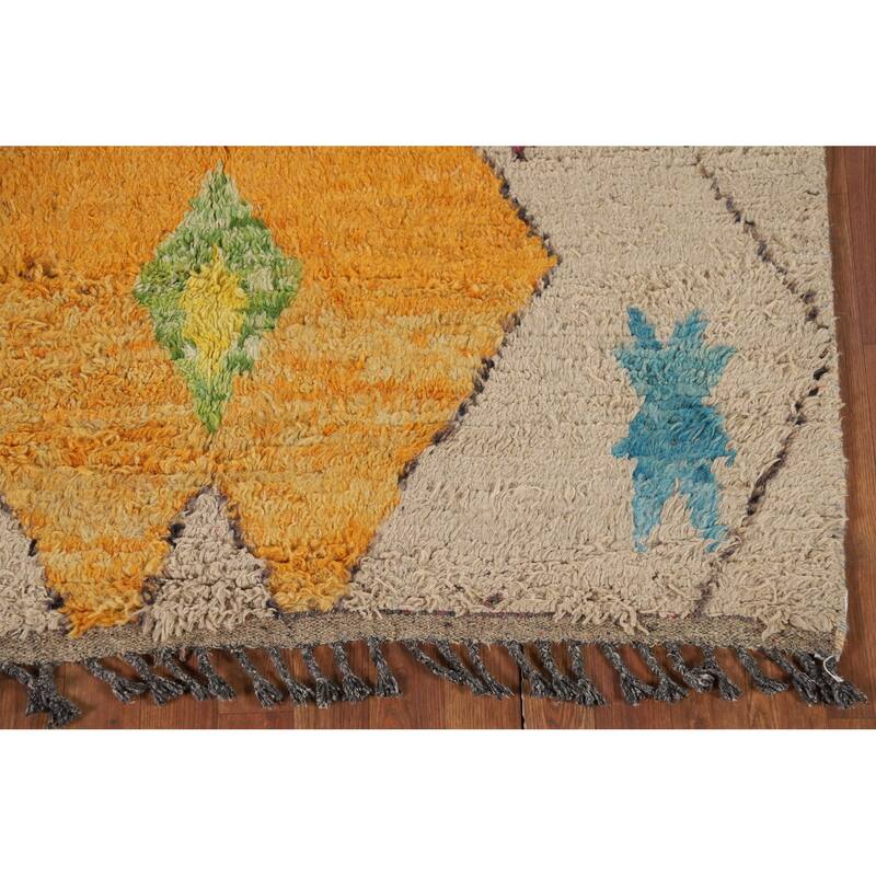 Geometric Moroccan Oriental Area Rug Hand-Knotted Wool Carpet - 4'9" x 8'9"