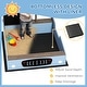 preview thumbnail 6 of 7, Qaba Kids Wooden Sandbox with Canopy, Grocery Store Outdoor Sand Box with Bench Seats, Bottom Liner, Drawing Board, Blue