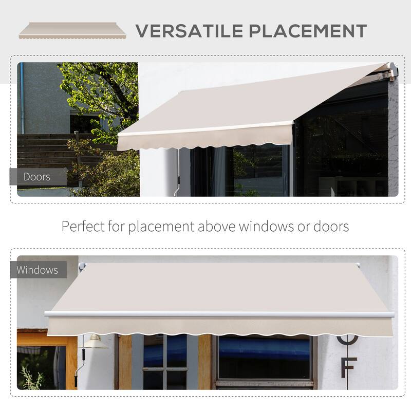 Outsunny 8' x 6.6' Patio Retractable Awning/Manual Exterior Sun Shade Deck Window Cover