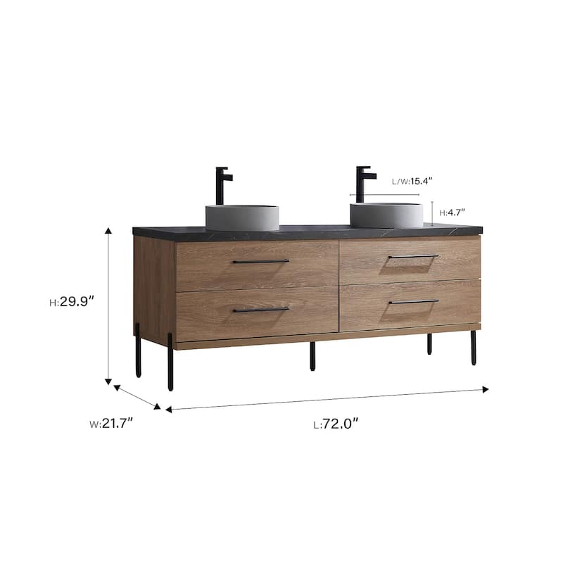 Trento Bath Vanity with Sintered Stone Top with Concrete Sink (C)