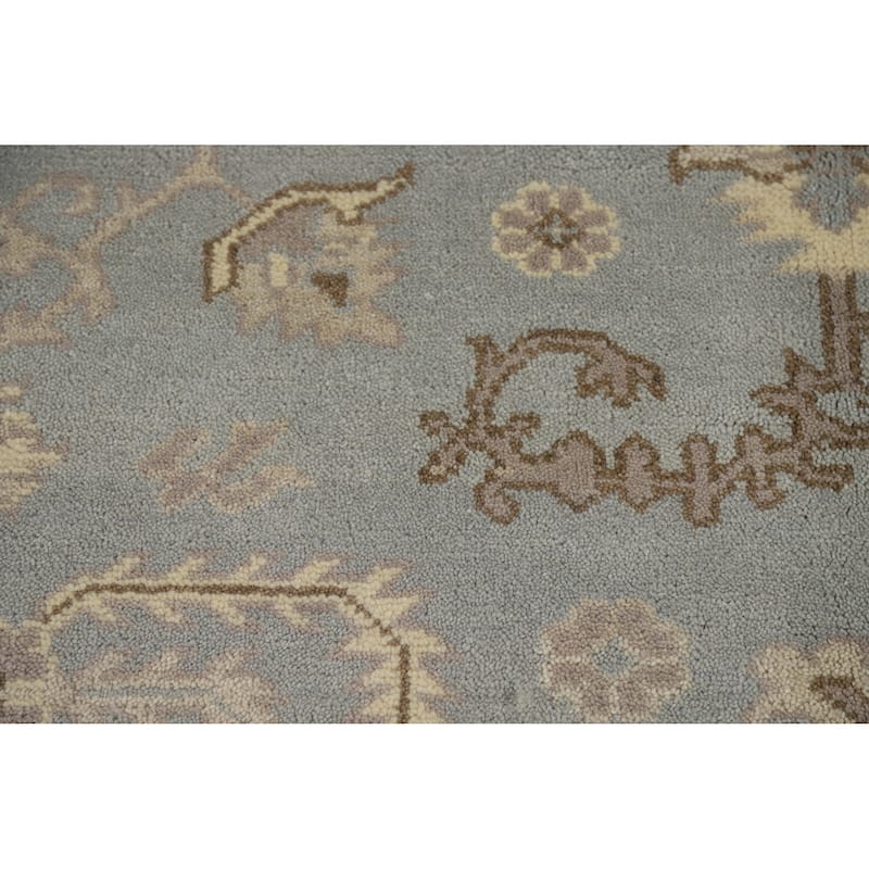 Light Blue Oushak Indian Area Rug Handmade Transitional Wool Carpet - 7'10" x 10'3"