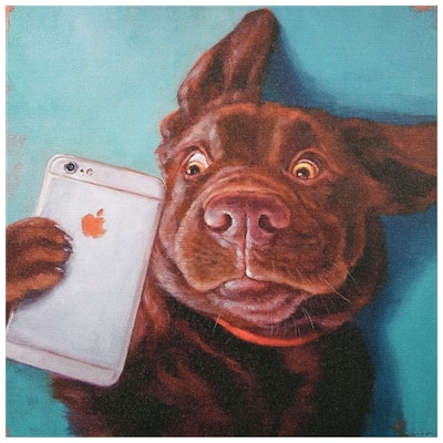 "Dog Selfie" Dog Wall Art Graphic Art Print on Wrapped Canvas
