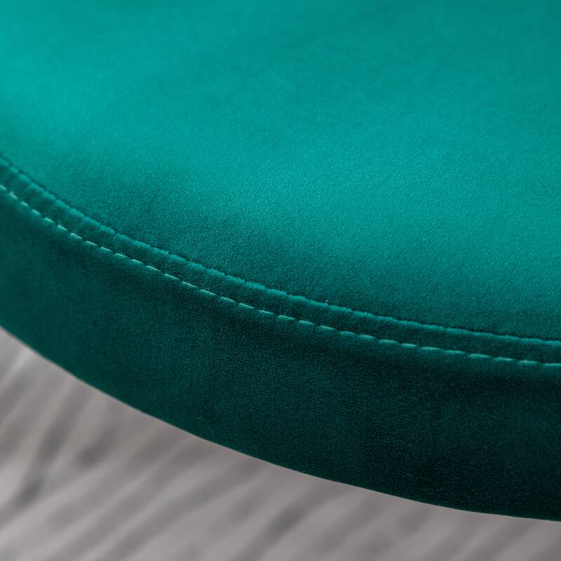 Modern Velvet Dining Chair with Round Cushions, Curved Backrest, Metal Legs for Dining Room Kitchen Living Room Bedroom
