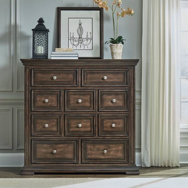 slide 2 of 7, Big Valley Brownstone Distressed 10 Drawer Chesser 10-drawer