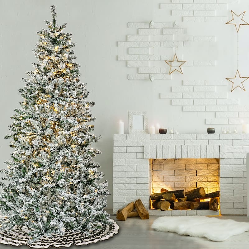 National Tree Company 6.5 ft. Snowy Chatham Slim Tree with Warm White LED Lights & PowerConnect - 6.5 Foot