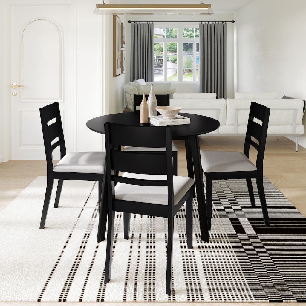 CraftPorch Elegance 4-Piece Chair and Round Table Wooden Dining Set