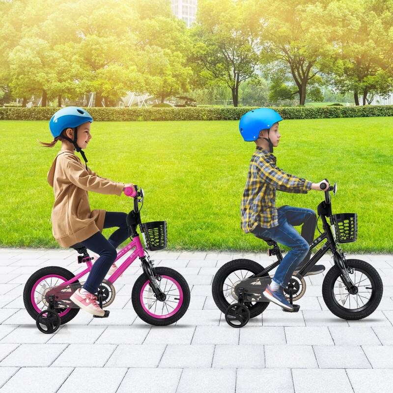 Kids Bike with Basket Adjustable Seat and Training Wheels