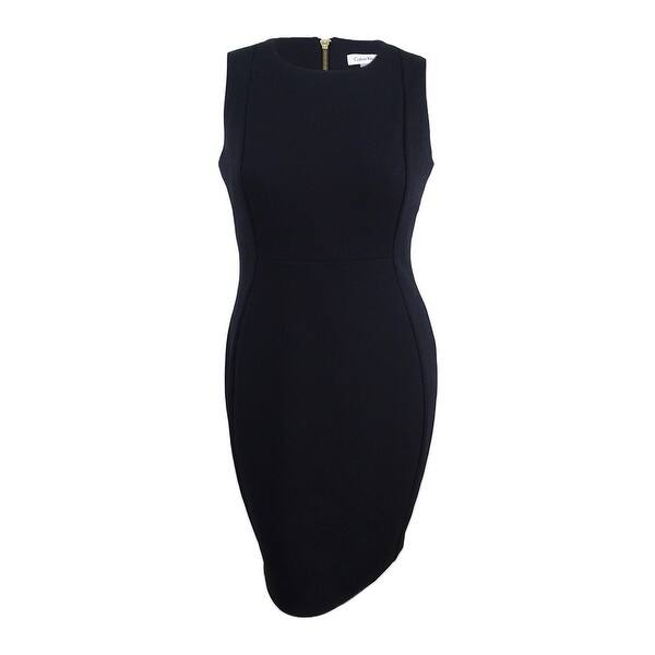 Shop Calvin Klein Women S Textured Crepe Sheath Dress 10 Black