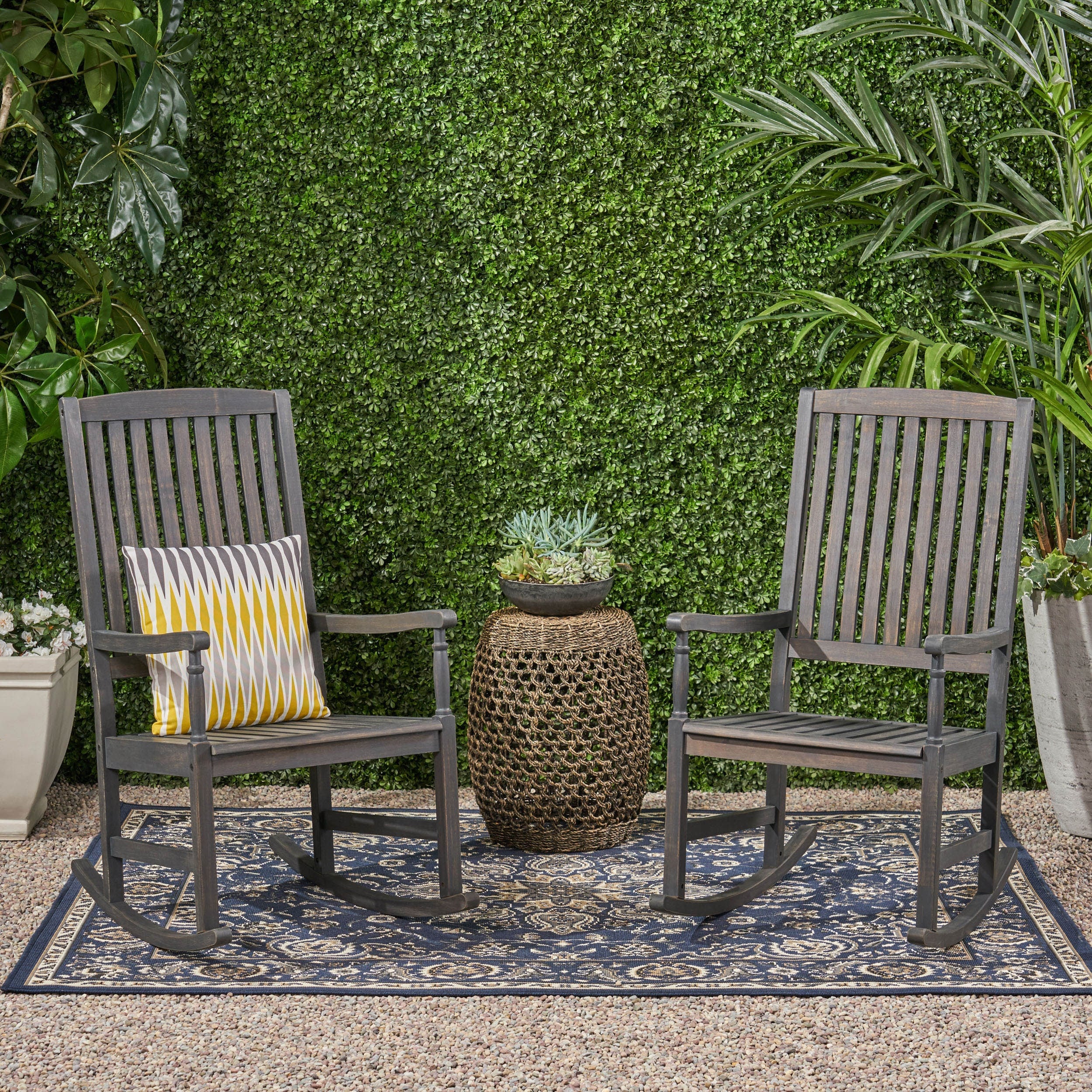 Coyne acacia rocking chair clearance with cushion