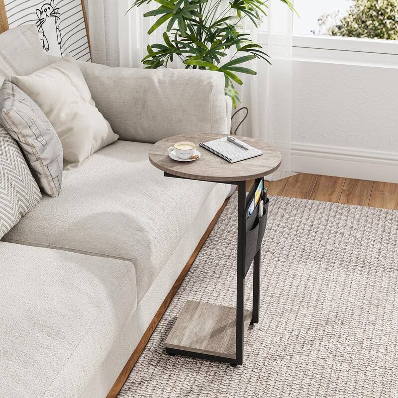 C Shaped End Table - 15.7"D x 12.6"W x 25.6"H