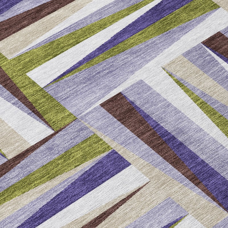 Machine Washable Indoor/ Outdoor Contemporary Mosaic Chantille Rug