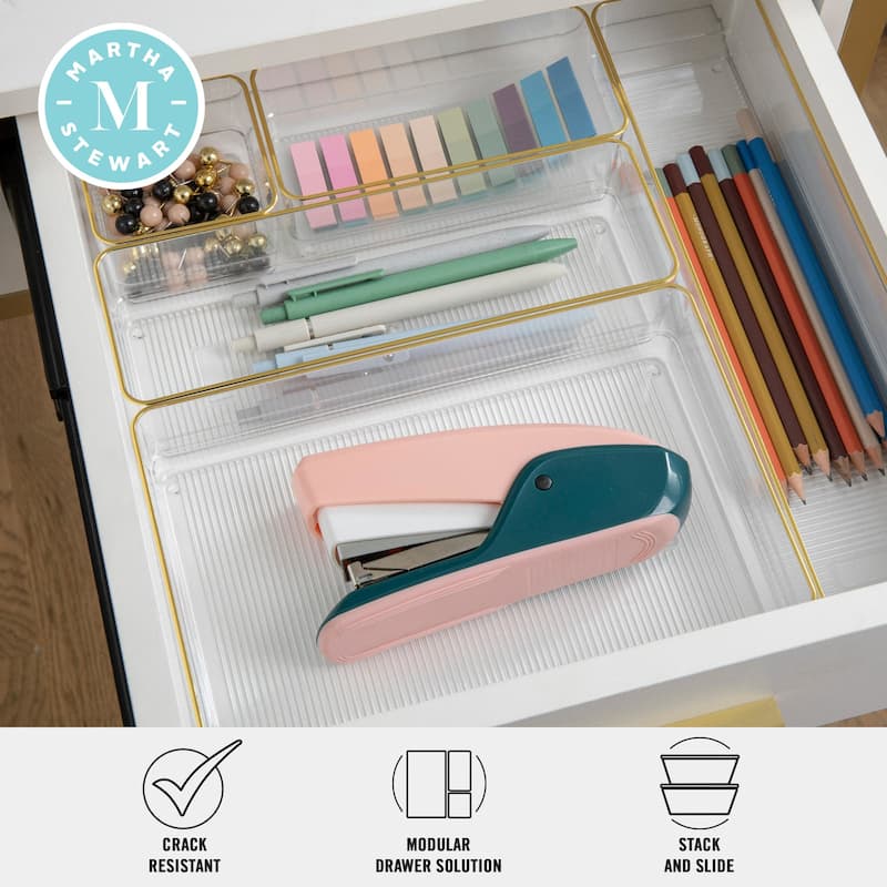 Flash Furniture BE-PB3685-G-6-MS Kerry 2" Tall Office Organizer Set - Clear / Gold