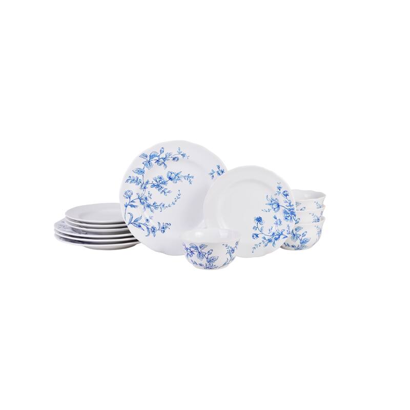 Bellamy Blue Porcelain 12 Pc Dinnerware Set - Blue