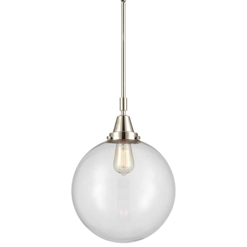 Innovations Lighting 447-1S-16-12 Beacon Pendant Beacon 12" Wide - Polished Nickel / Clear