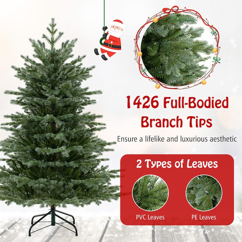 Gymax 5/6/7 FT Artificial Christmas Tree w/ 1426/2116/3156 Lush PVC &