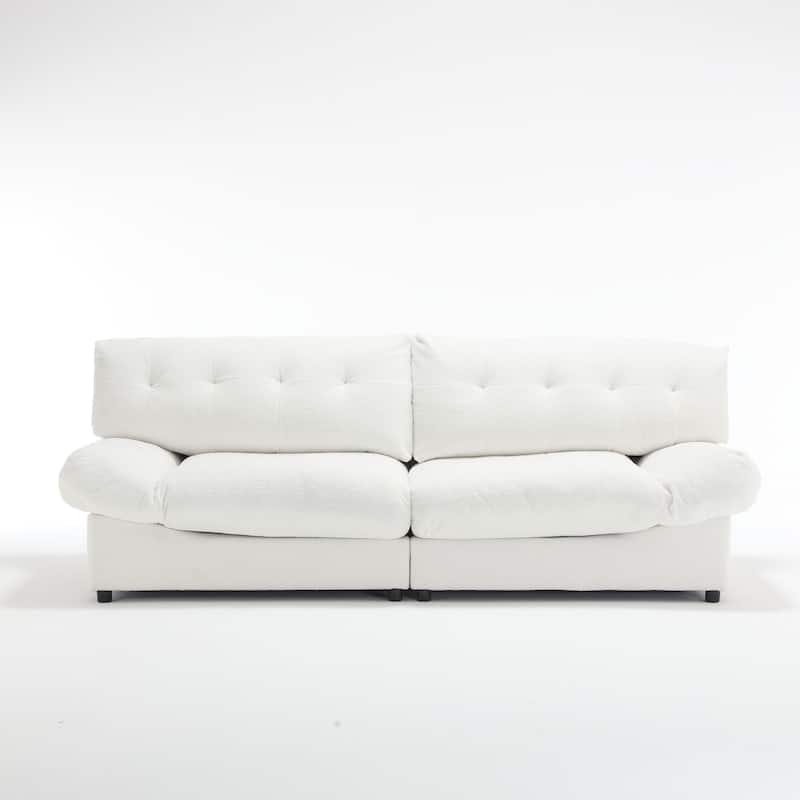 Stylish 2-Seater Cloud Sofa with Teddy Velvet Upholstery for Apartments and Living Rooms