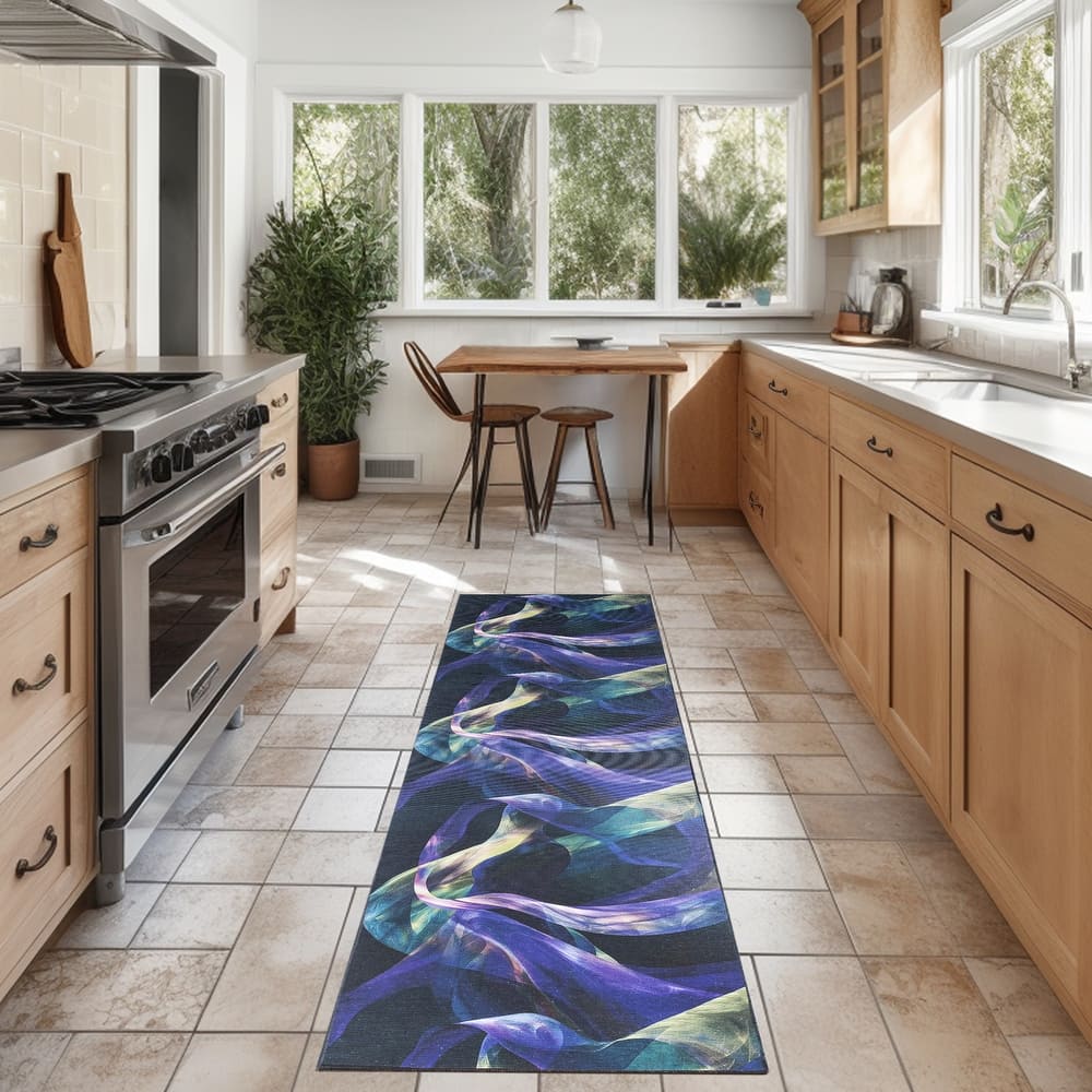 Nourison Washables Indoor only Blue Abstract Area Rug