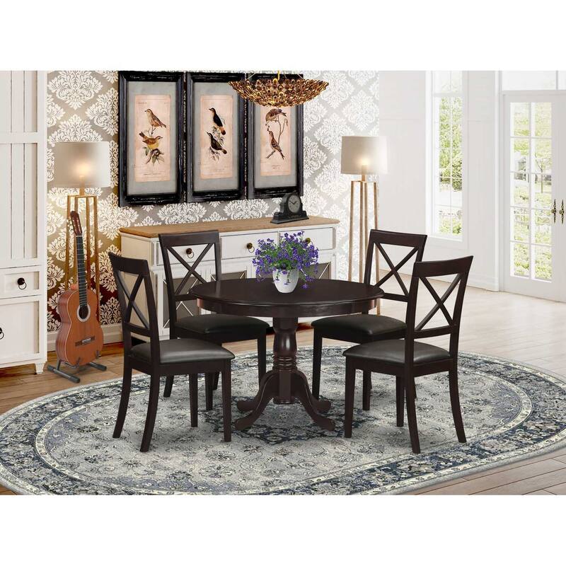 Round Kitchen Dining Table Set - 5 Piece Dinette Set with Chairs - Modern Table & Chair Set