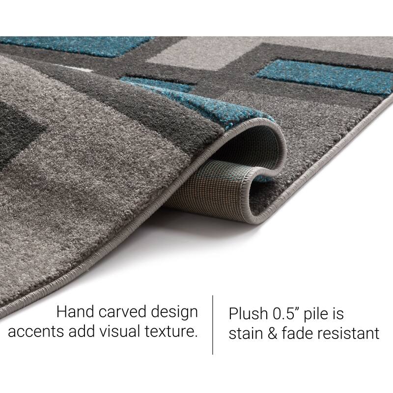 Well Woven Modern Geometric Color Block Area Rug