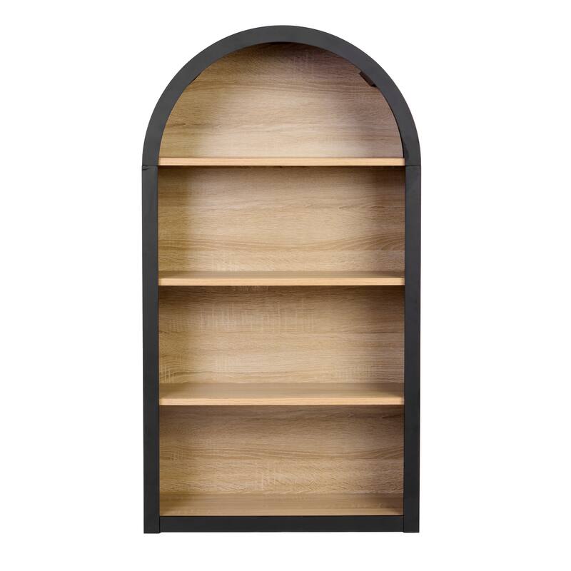 4-Tier Black Arched Bookshelf, 43" Tall Arched Bookcase with Storage Shelves