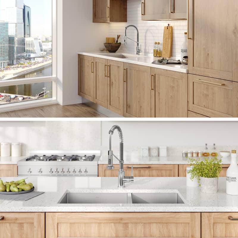 Kraus 3-in-1 Set Undermount Kitchen Sink, Pulldown Faucet, Dispenser