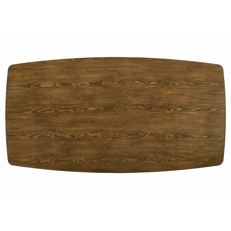 Antique Oak and Black Finish Mid Century Modern Dining Set 7PC Table and Chairs