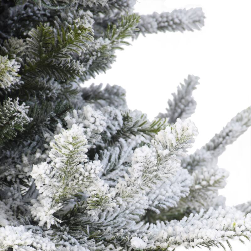 Puleo International 7.5 ft. Pre-lit Flocked Slim Royal Majestic Douglas Fir Downswept Artificial Christmas Tree