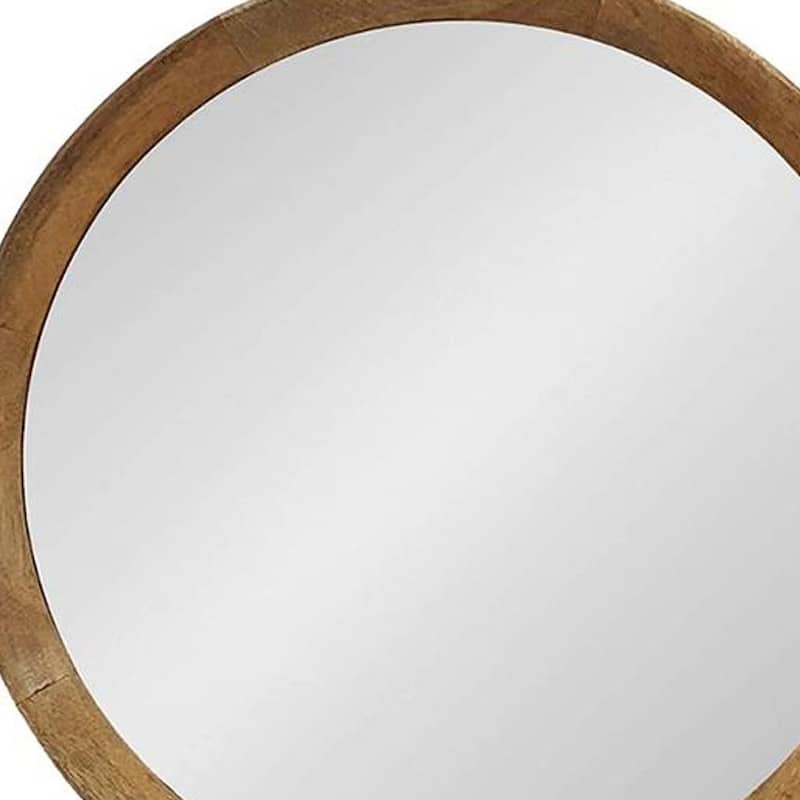 HomeRoots 20" Natural Round Wood Framed Accent Mirror - 19.8' X '19.7' X '2.8