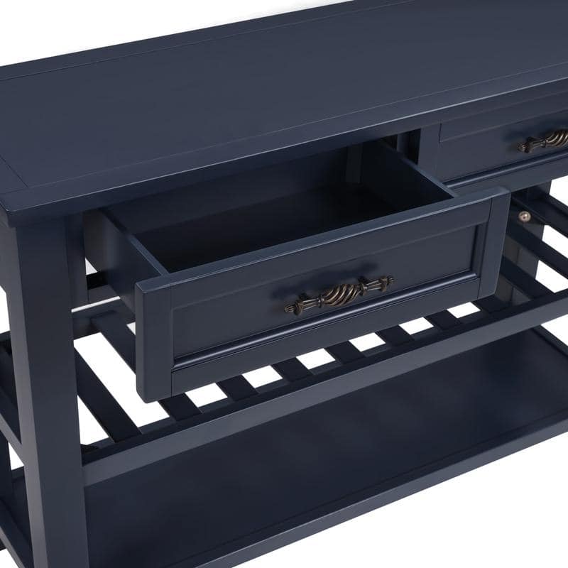 Vintage-Inspired Pine Console Table - Two-Tier Open Shelf Design for Living Spaces‌.