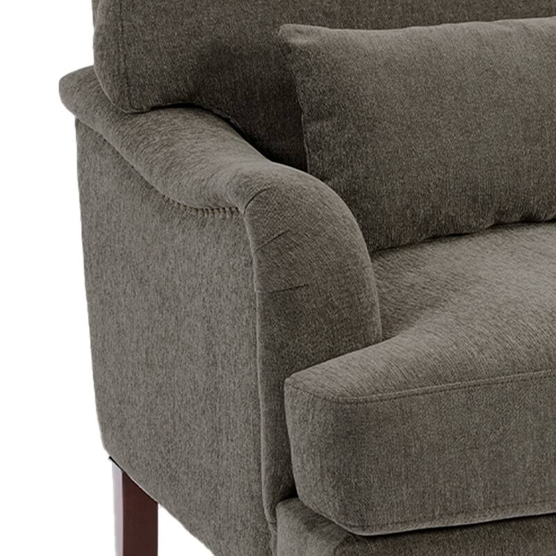 Chenille Accent Chair with Lumbar Pillow Nailhead Living Room